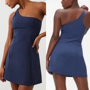 Outdoor Voices One Shoulder Tennis Mini Athletic Dress Dark Sky Navy Blue